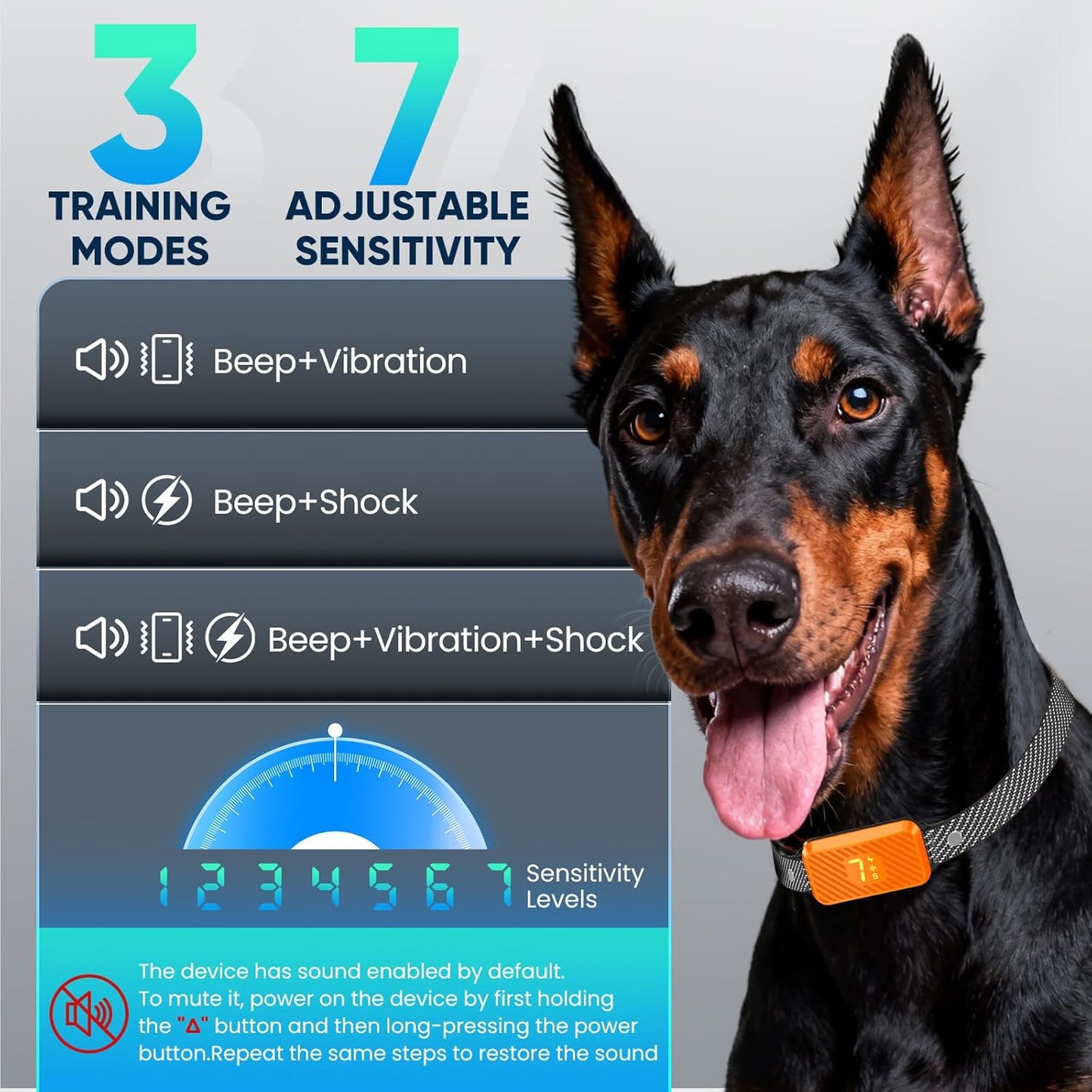 Dog Bark Collar for Large Medium Small Dogs, Effective No-Bark Collar, Smart Barking Collar, 2026 Upgraded Bark Collar with 7 Sensitivity, 3 Modes, Orange