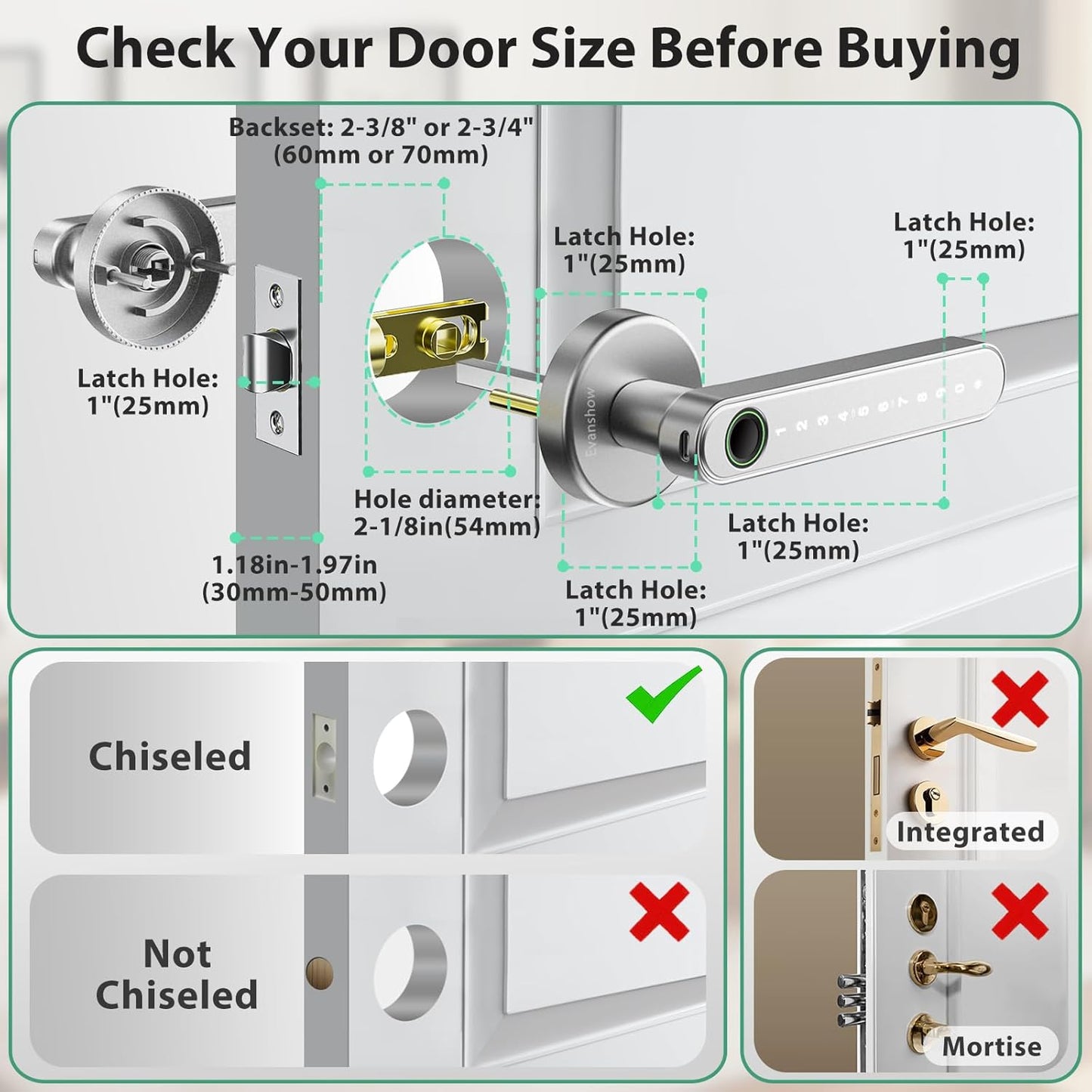 Smart Door Lock with Knob, Keyless Entry Door Locks with Handle, Fingerprint Door Knob for Bedroom/Front Door/Apartment,Generate Passcode Remotely Silver