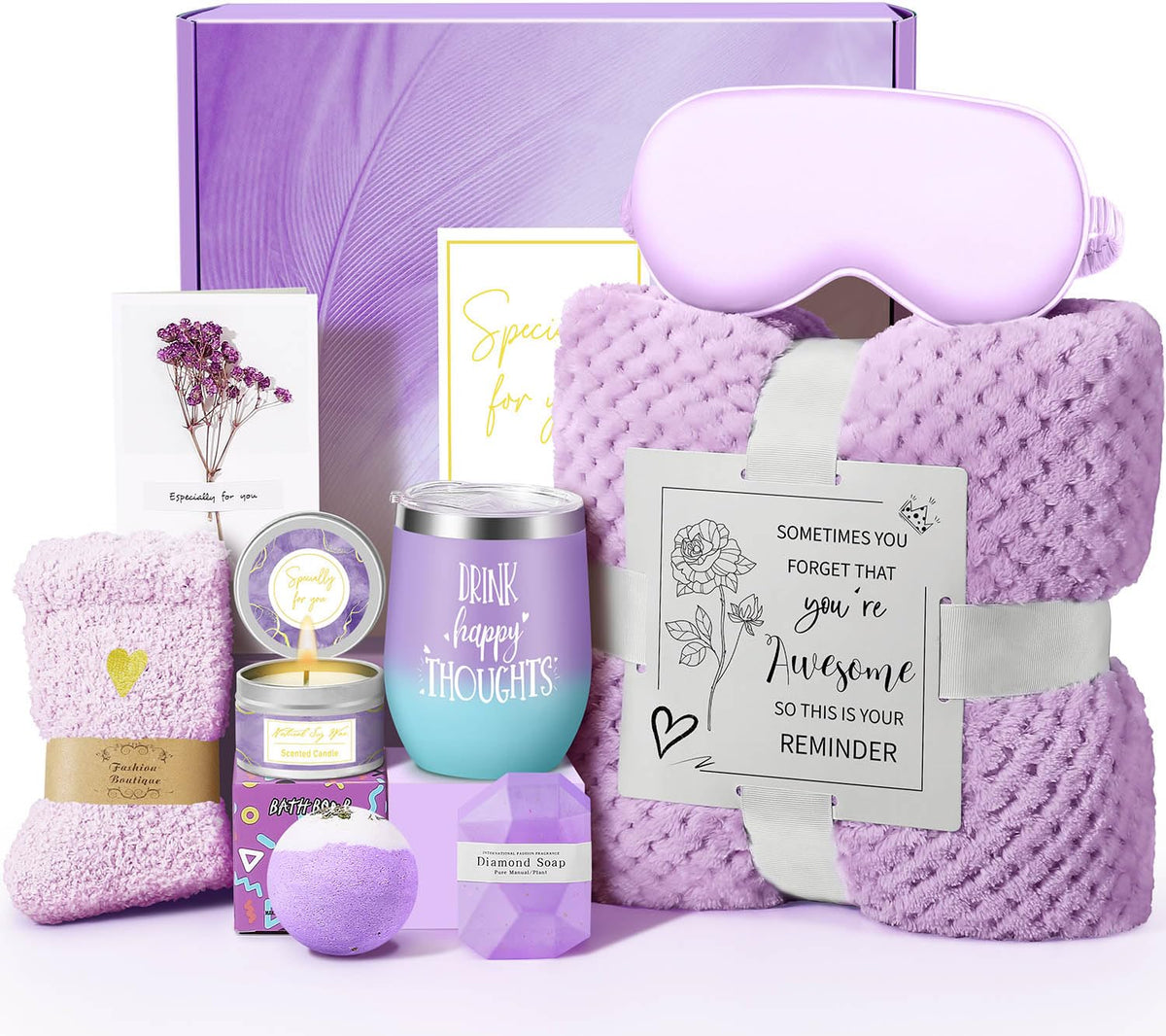 Happy Birthday Gifts for Women Mom Her Friend Sister Wife Grandma, Self Care Gift Get Well Relaxing Spa Gift Basket Set