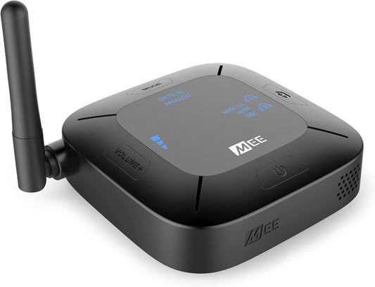 MEE audio Connect Hub Bluetooth Transmitter/Receiver with Audio Pass-Through for TV/Home Stereo with 3.5mm Jack/AUX/RCA/Optical Input; USB Multi-stream Bluetooth Adapter for Dual Headphones/Speakers
