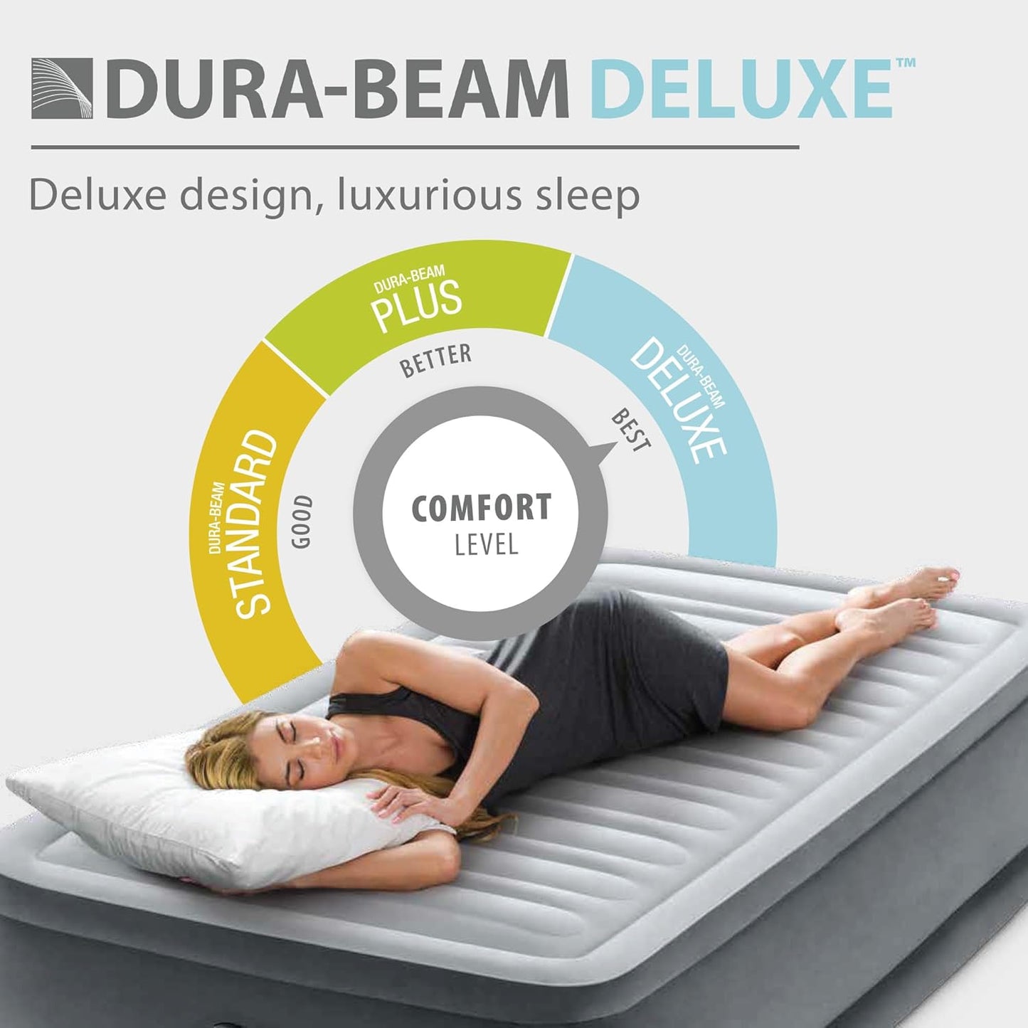INTEX King Size Air Mattress, 18in Height Airbed with Built-in Pump, Dura-Beam Elevated Premium Comfort - Portable Inflatable Bed for Camping & Travel