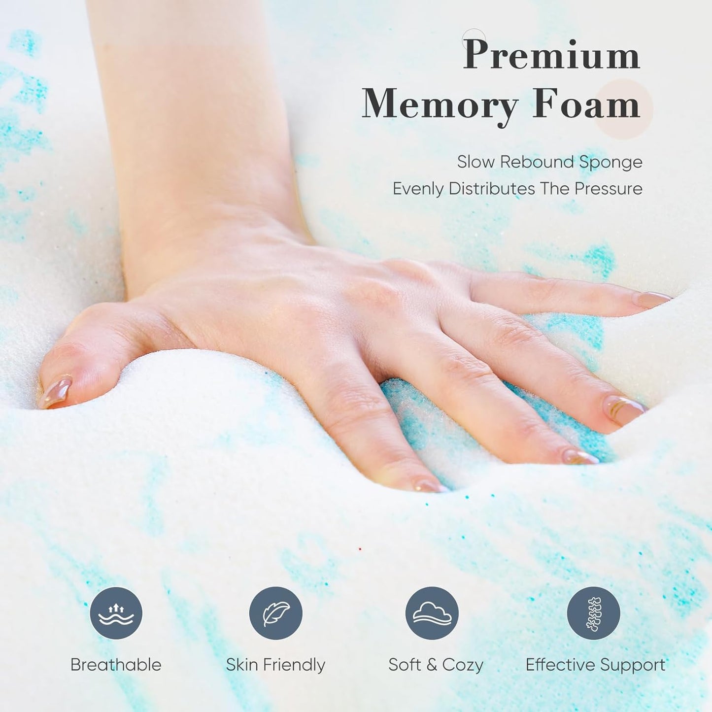 DUMOS Mattress Toppers Memory Foam Twin Size, 3 Inch Thick Bed Topper Pad Cooling Gel Infused Soft Comfy Padding Breathable for Sleeper Sofa Couch RV Camper, CertiPUR-US Certified, Blue