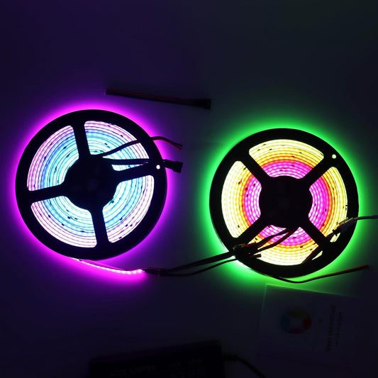 RGB cob led Strip with Music Mode/APP Control,Addressable COB RGB IC led Strip with 24V Adapter for Bedroom, DIY Lighting Projects (33FT(5M X 2))