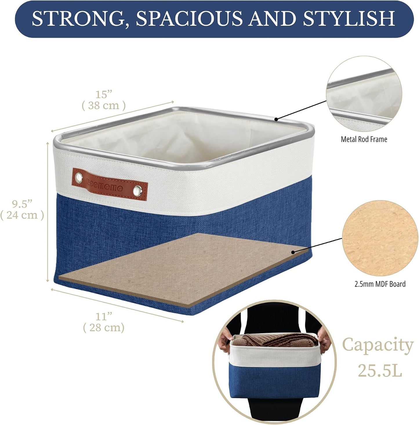 DECOMOMO Storage Bins, Large Fabric Storage Baskets for Shelves 3 Pack