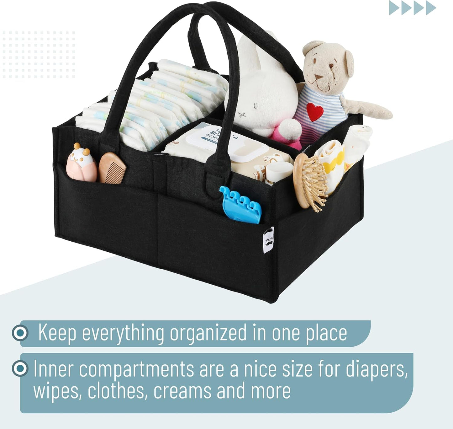 Mr. Pen- Baby Diaper Caddy Organizer, Black, Medium, Nursery Storage Bin and Car Organizer for Diapers and Baby Wipes