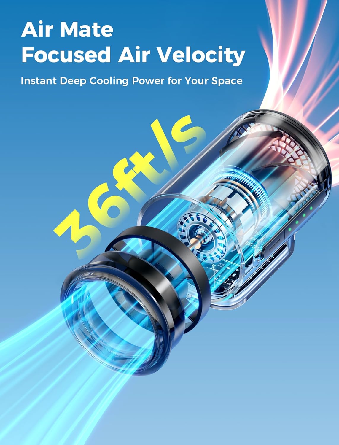 Aecooly Powerful USB C Phone Fan, 17000 RPM High Speed, Compatible with iPhone, iPad, Tablet, 4 Speed Mini Portable Cell Phone Fan Attachment for Summer, Travel, Gifts for Women-Black