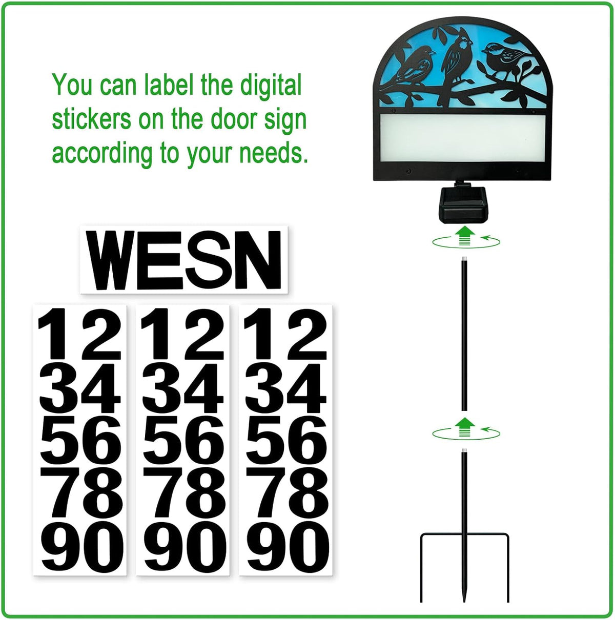 Solar Address Signs for Houses,Metal Birds House Number Yard Garden Stake