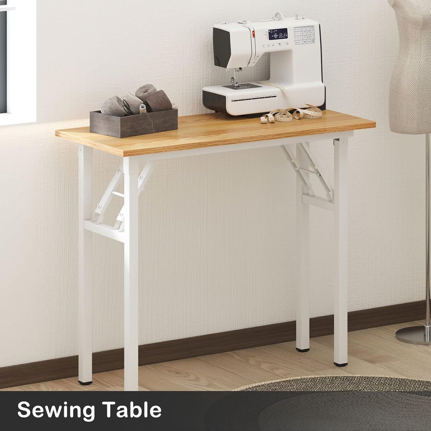 Need Small Desk, 31.5 x 15.7 Inches No Assembly Foldable Writing Table,Sturdy and Heavy Duty Folding Computer Desks for Small Space/Home Office/Dormitory AC5BW(80 * 40)
