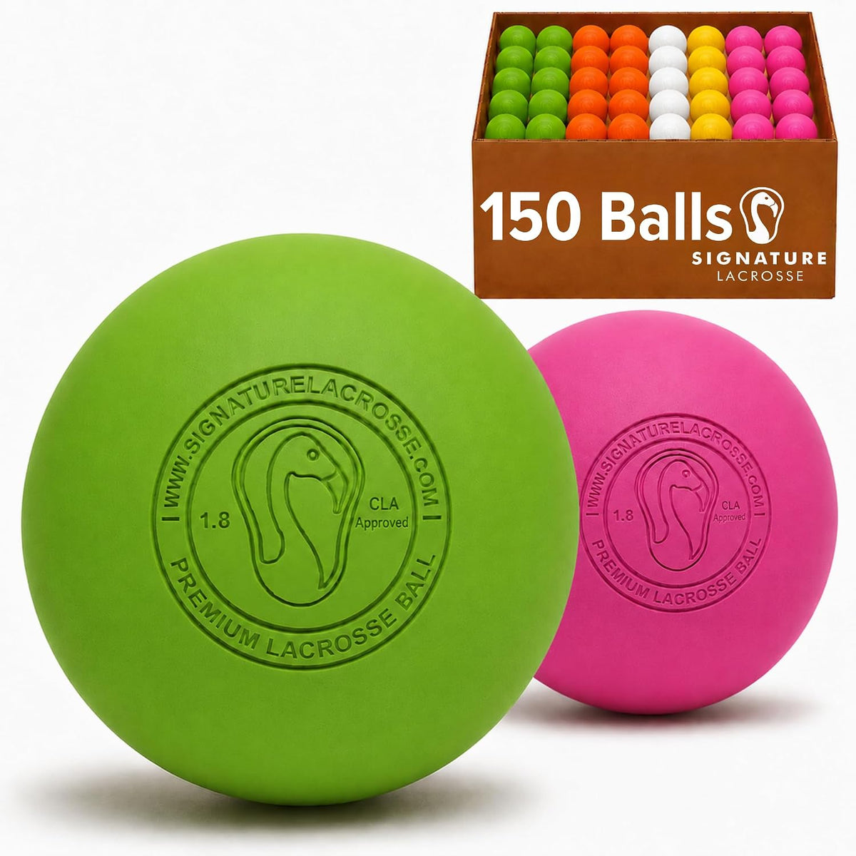 Signature Lacrosse Ball Set - Packs of 2, 4, 8, 12, and 100 - No Chemical Smell Massage Balls, Myofascial Release Tools, Back Roller, Muscle Knot Remover