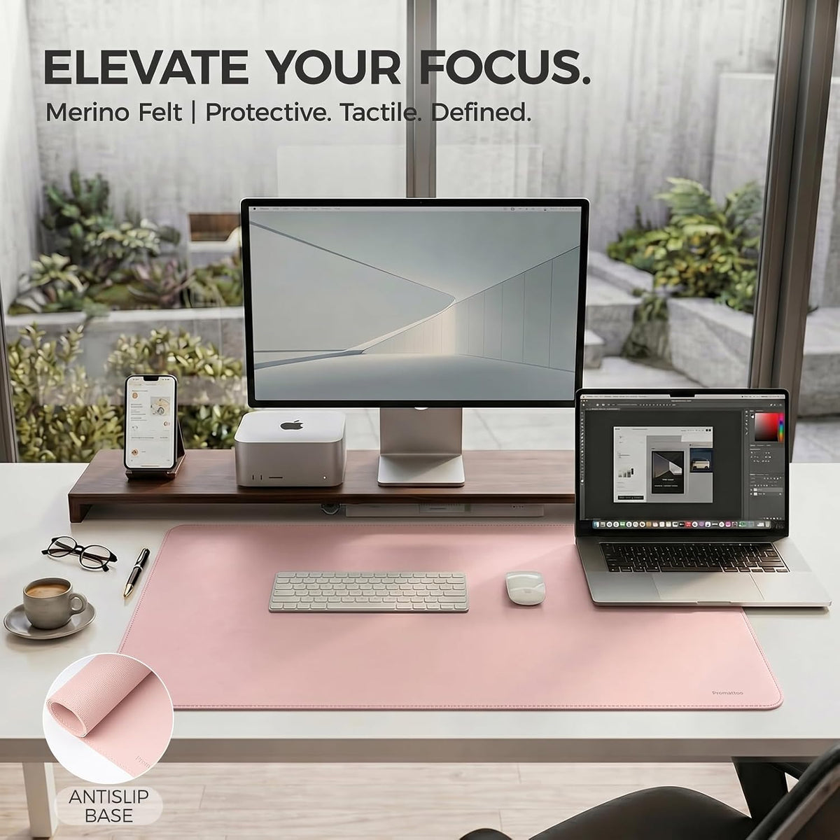 Large Desk Pad Non-Slip Desk Mat Protector for Keyboard Mouse Waterproof Vegan Leather Surface Faux Leather Laptop Mat Smooth Mouse Pad Premium Gift Tube Sakura Pink 47" x 17"