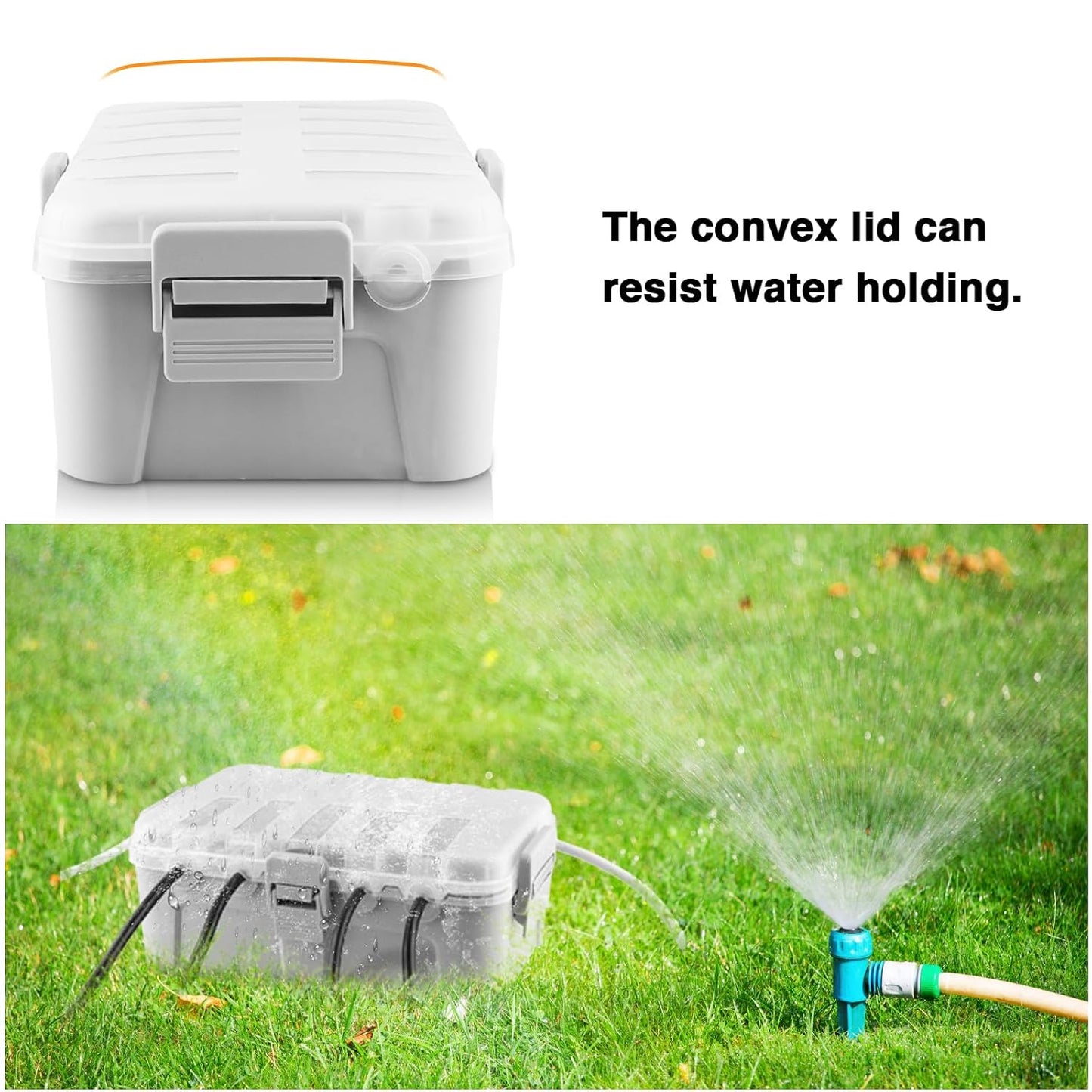 Flemoon Large Outdoor Electrical Box, Waterproof Extension Cord Cover | 6 Cable Entry Ports, IP54 Weatherproof Connection Box with Clear Lid for Photocell Light Sensor Timer, Outlet, Socket, Gray