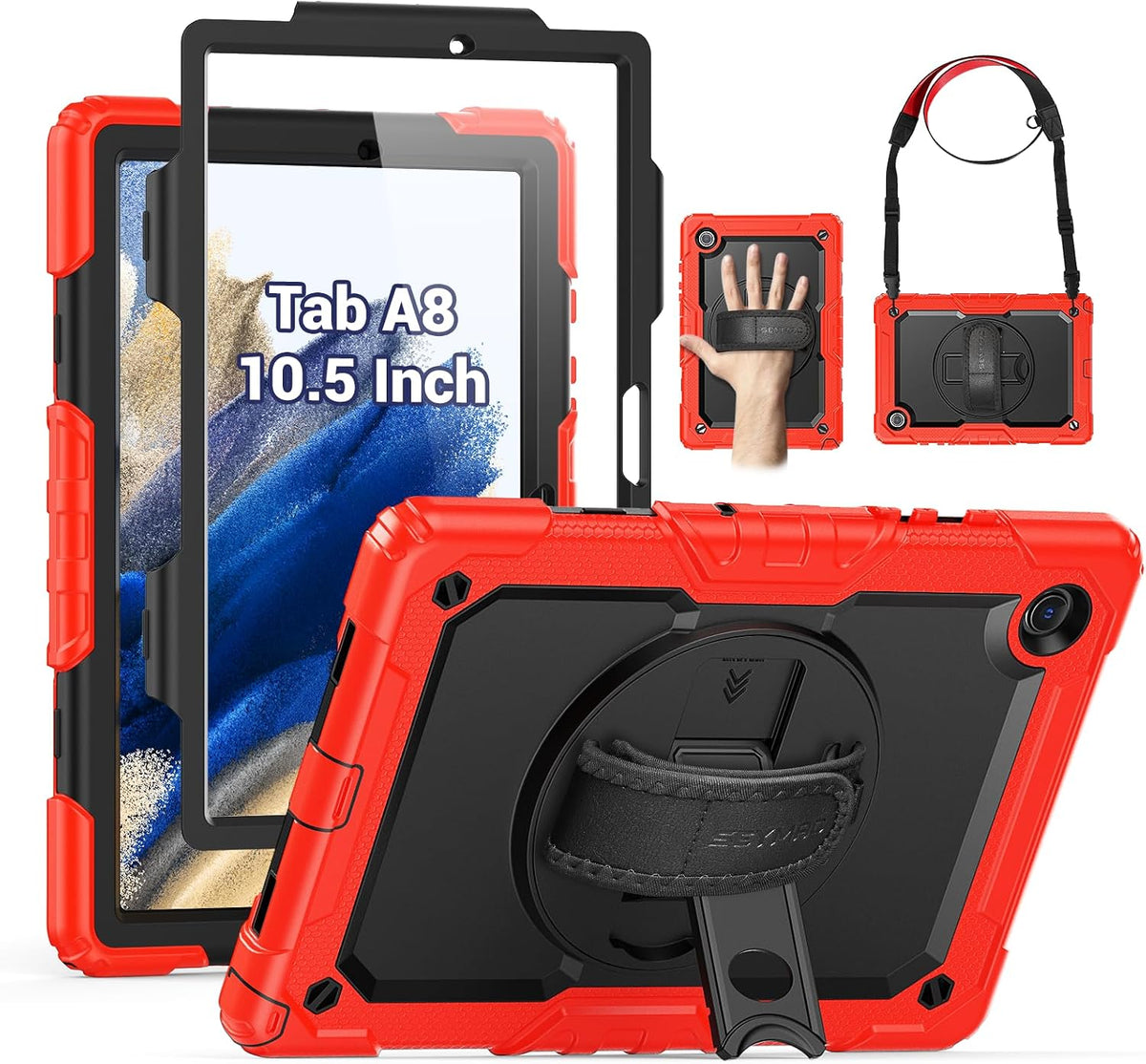 SEYMAC Case for Samsung Galaxy Tab A8 10.5 Inch (SM-X200/X205/X207), Red