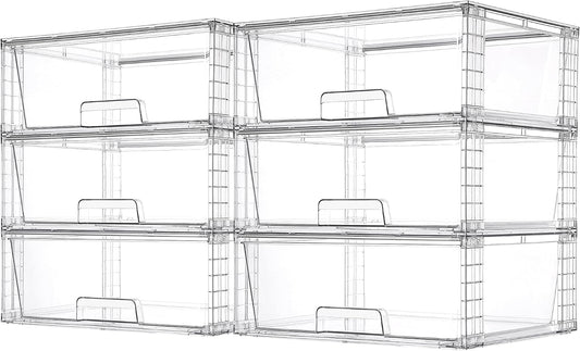 Vtopmart 6 Pack Large Clear Stackable Storage Drawers for Closet, Pantry