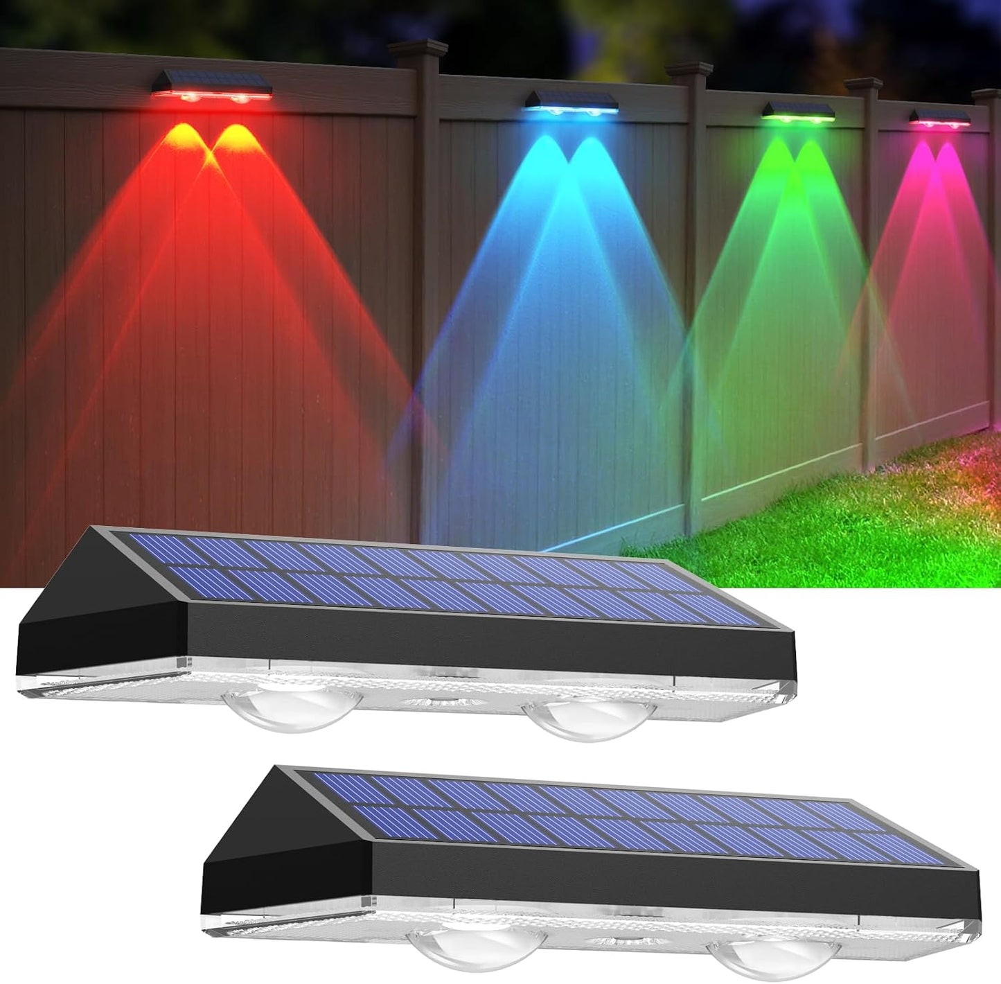 Solar Fence Lights Outdoor - 2700/4000/6000K 3 Mode, 8 Pack Solar Fence Lights Outdoor Waterproof LED, Fence Light Solar Powered for Outside, Backyard, Railing, Step, Patio,Wall and Home Improvement