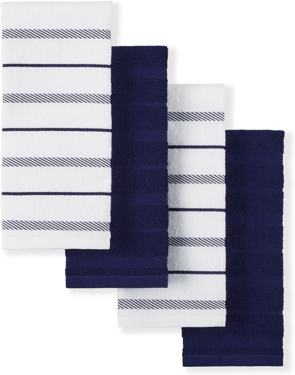 KitchenAid Albany Kitchen Towel 4-Pack Set, Milkshake Tan/White, 16"x26"