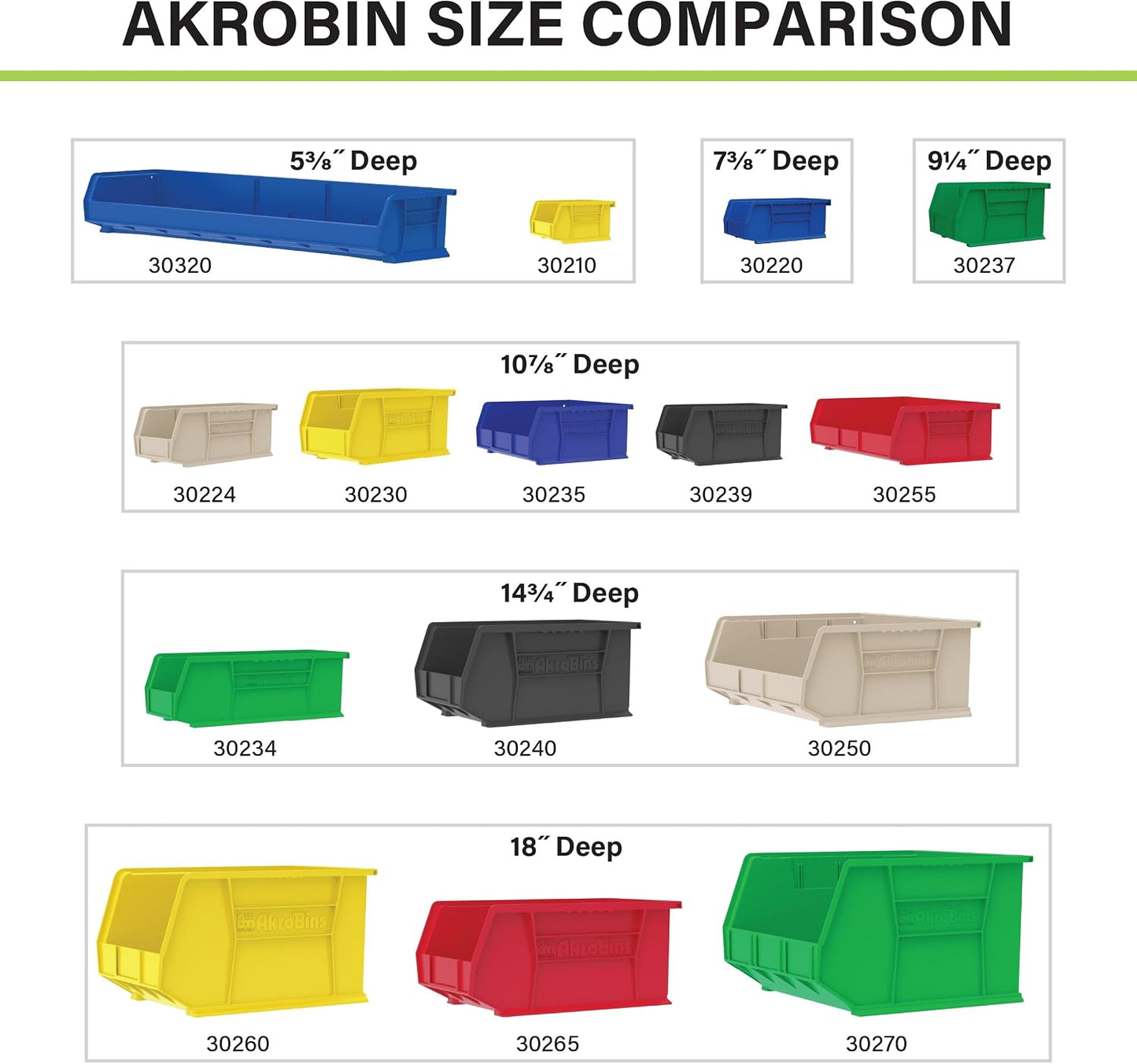 Akro-Mils 30250 AkroBins Plastic Storage Bins, 15"x16"x7", Black, 6-Pack | Space-Saving Stackable Bins for Garage, Pantry, Craft Organization