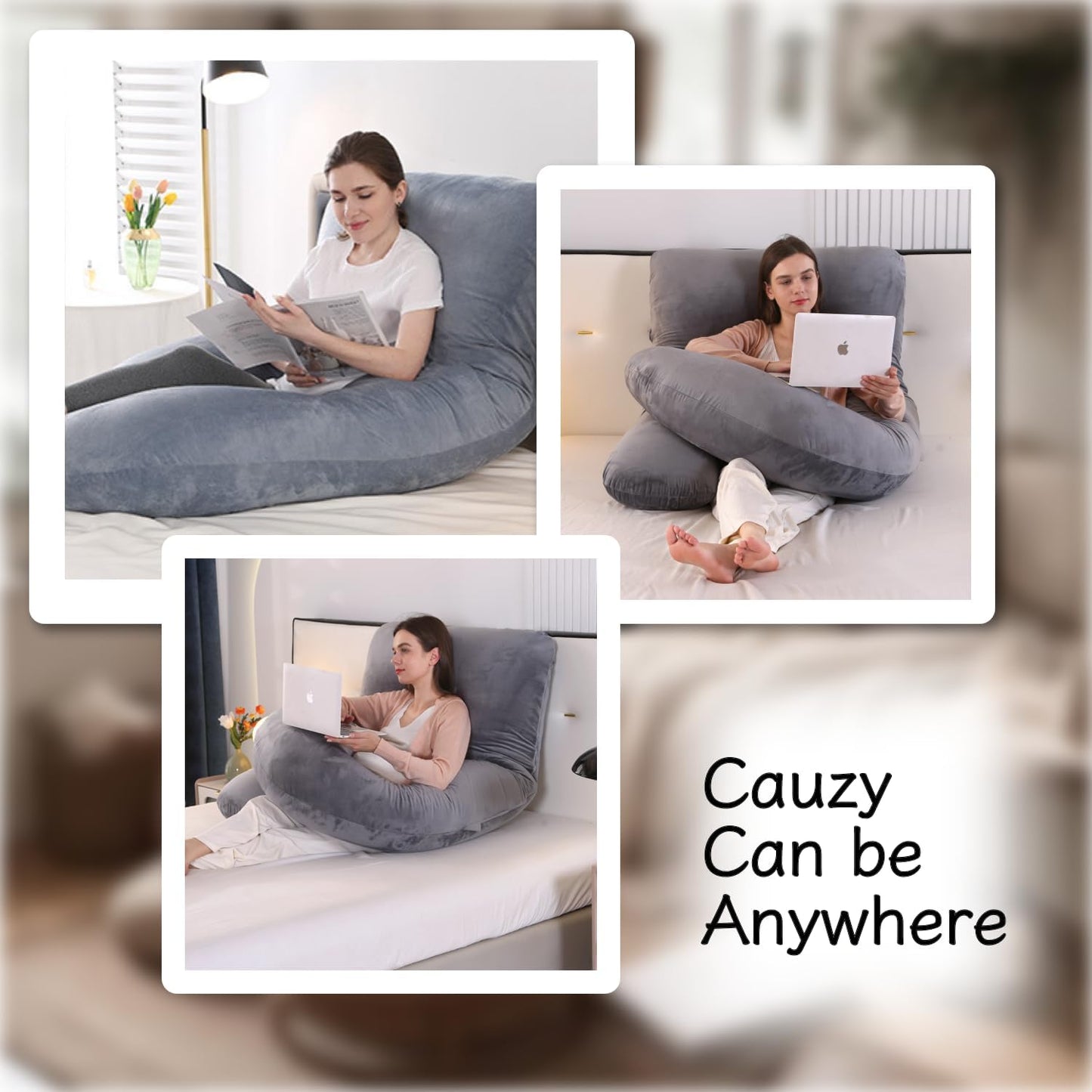 ALLOPERA Pregnancy Pillow, Full Body Maternity Pillow 57 inch, with Removable Washable Cover - Sleep Support for Legs, Back, Neck, Shoulder, HIPS, Belly for Pregnent Women, Velvet Cover(Dark Grey)