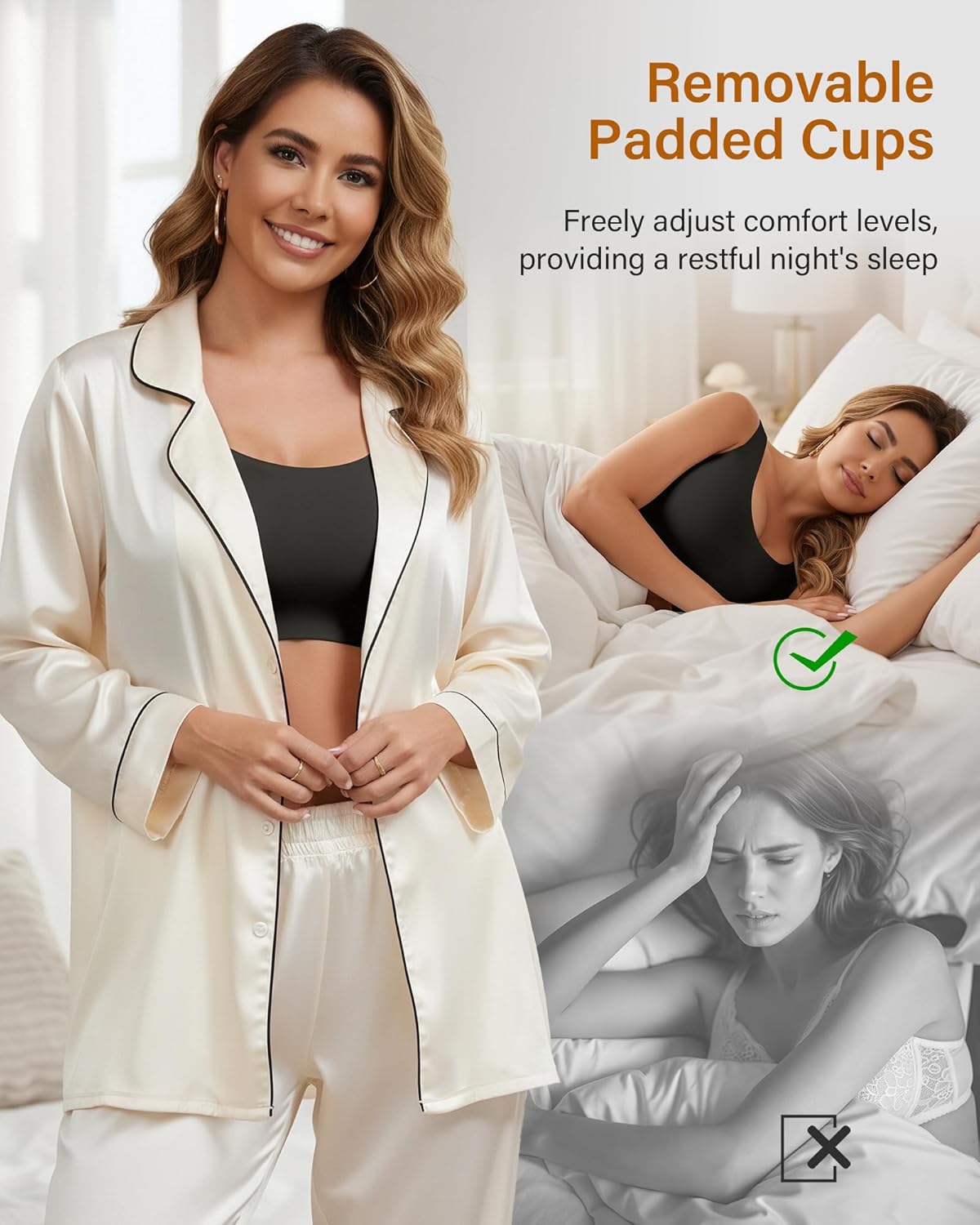 Wireless Bras for Women No Underwire Seamless Full Coverage T-Shirt Pullover Sleep Bra Comfort Lounge Bralette