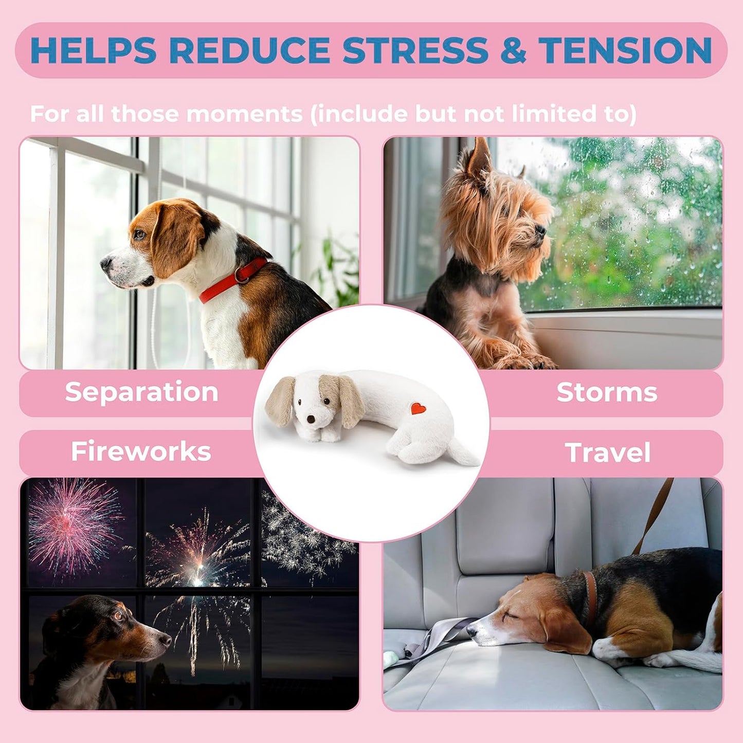 Moropaky Heartbeat Puppy Toy for Dogs, Heartbeat Stuffed Animal for Anxiety Relief Calming Aid, Heartbeat Stuffed Toy for Behavioral Aid Crate Kennel Training, Puppy Essentials White