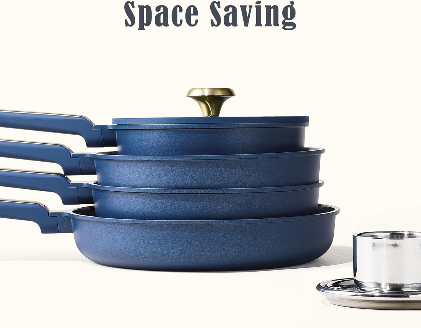 CAROTE Ceramic Cookwar Set, Pots and Pan Set Non Stick 16 Piece, Cookware Set Kitchen Cooking Set Non Toxic, PFAS PTFE Free, Blue