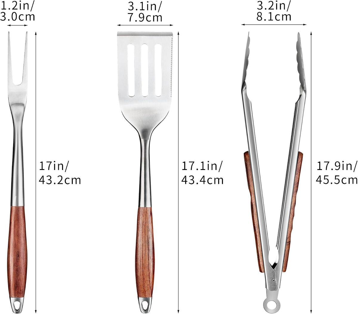 FJNATINH Heavy-Duty Grilling Accessories Rose Wooden BBQ Grilling Tools Set,Outdoor Grill Set with Spatula, Fork & Tongs,Essential Accessories for Barbecue & Grill. Ideal Gift for Men