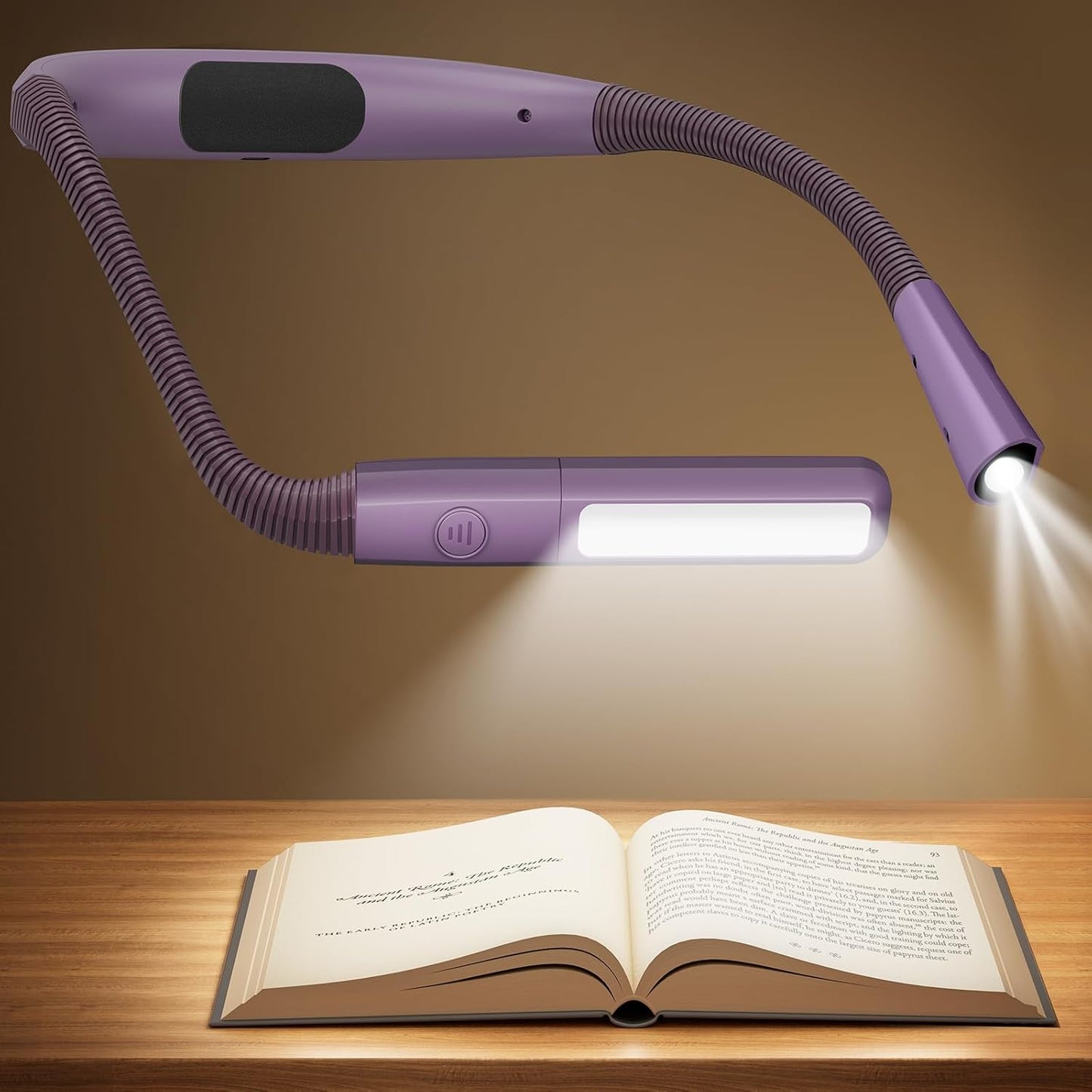 Glocusent Bendable Neck Light, 100Hrs Long Lasting Rechargeable Book Light, 5 Colors & Stepless Dimming Reading Light - Perfect Book Lights for Reading at Night, Knitting, Book Lovers Gifts