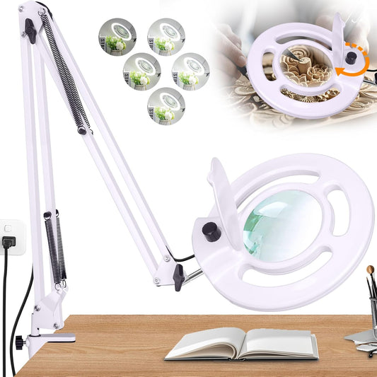 2200 Lumens Magnifying Lamp with Light, 10X Real Glass Lens