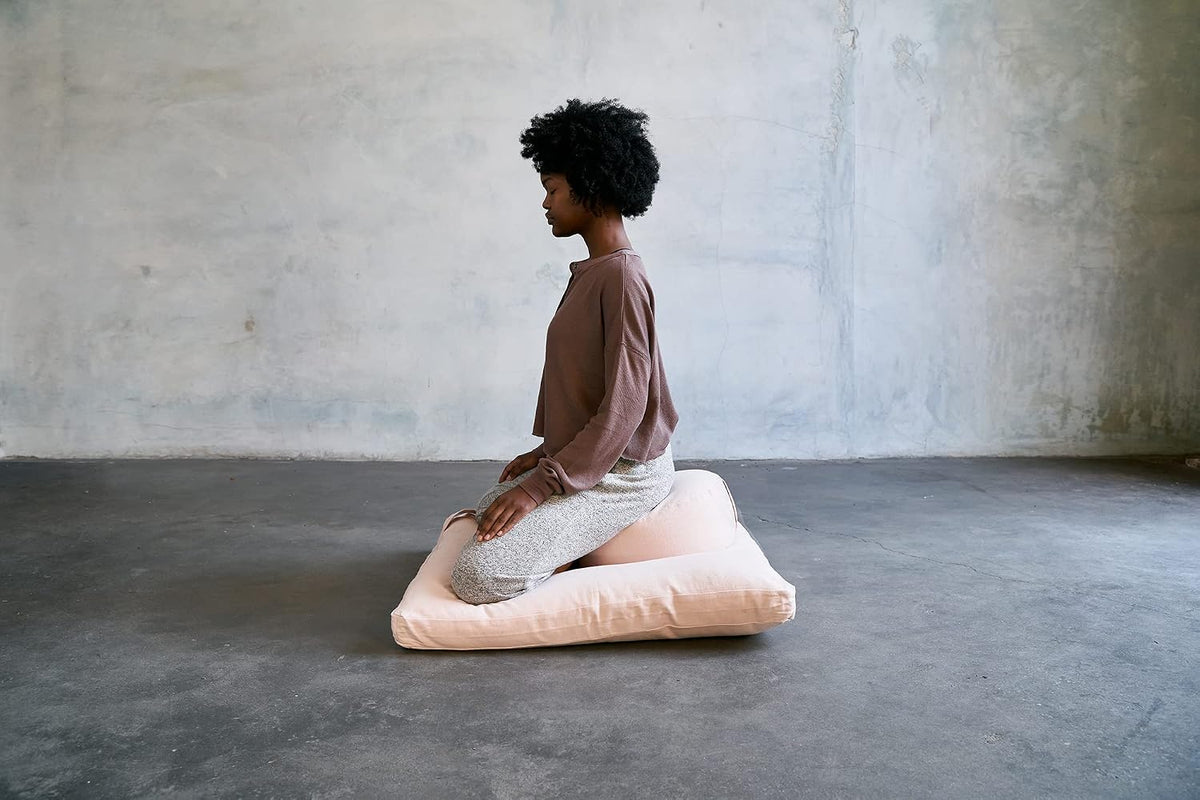 renoo Meditation Cushion Set - Zafu Meditation Pillow and Zabuton Floor Cushion - Adjustable Organic Buckwheat and Cotton Fill - GOTS Certified Cotton Washable Covers - 30x30x10 - Multiple Colors