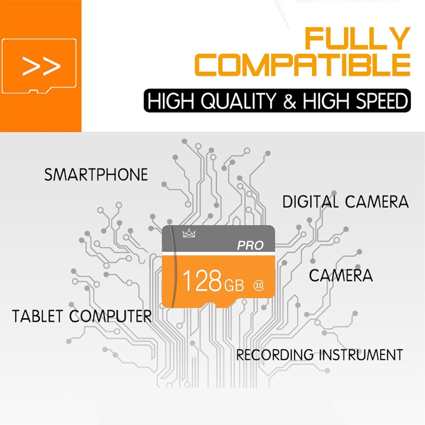 128GB Memory Card,Micro Card with Adapter Class 10 High Speed for Camera,Smartphone,Tablet,Personal Computer(2-Pack)