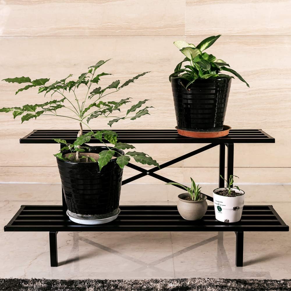 Zhongma 2 Tier Heavy Duty Metal Plant Stand Indoor & Outdoor easy assembly