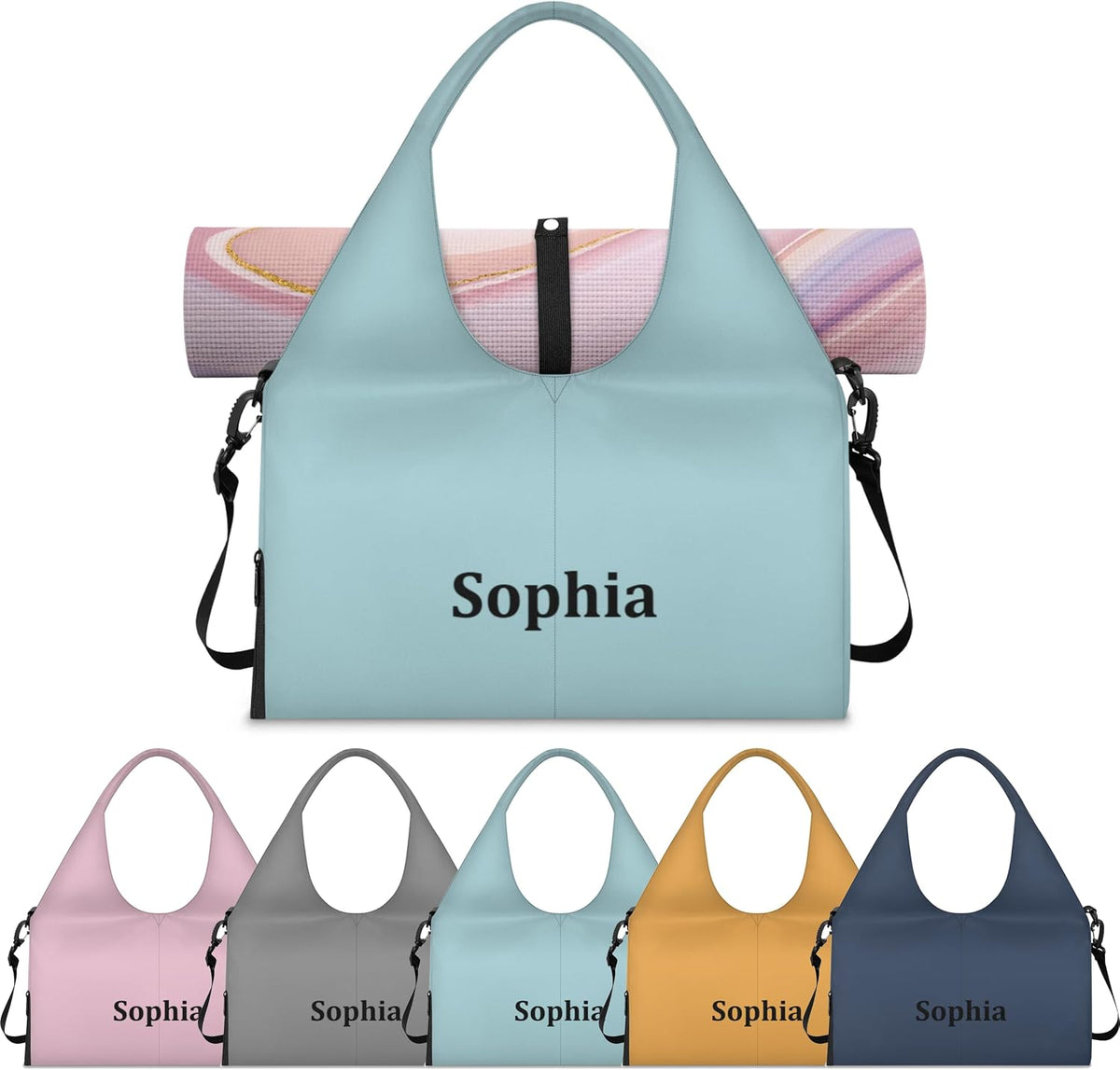 Yoga-Bag Small-Gym-Bag for Women Personalized Beige Yoga-Mat-Bag with Shoe Compartment Gym Accessories for Women
