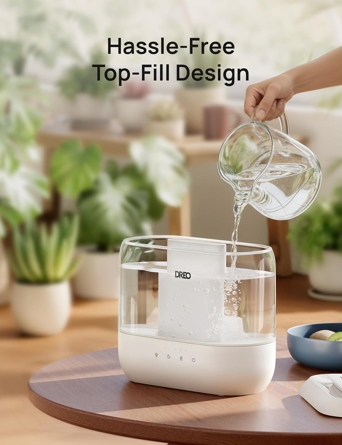 Dreo Humidifiers for Bedroom, 4L Top Fill for Large Room, 36H Runtime, 28 dB Quiet Supersized Cool Mist Air Humidifier for Baby Nursery, Plants, Indoor, Night Light, Easy to Clean & Fill, White