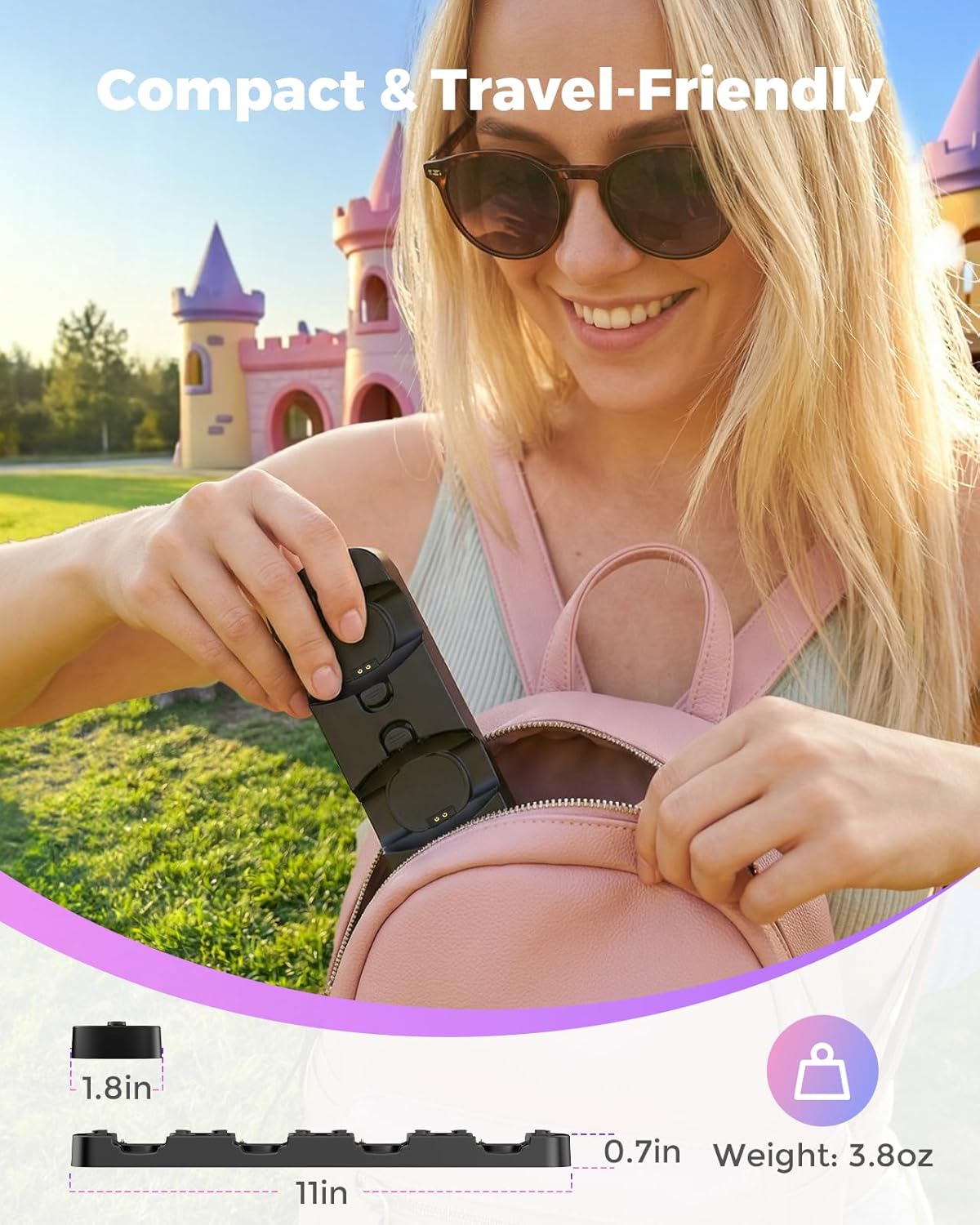 Doohoeek Charging Station for MagicBand+ Plus Magic Band, 4-in-1 Charger Portable for Disneyland MagicBand Plus, 90 Min Full Charging Dock for Magic Band+ Disney-World Family (Black, 4-Slot)