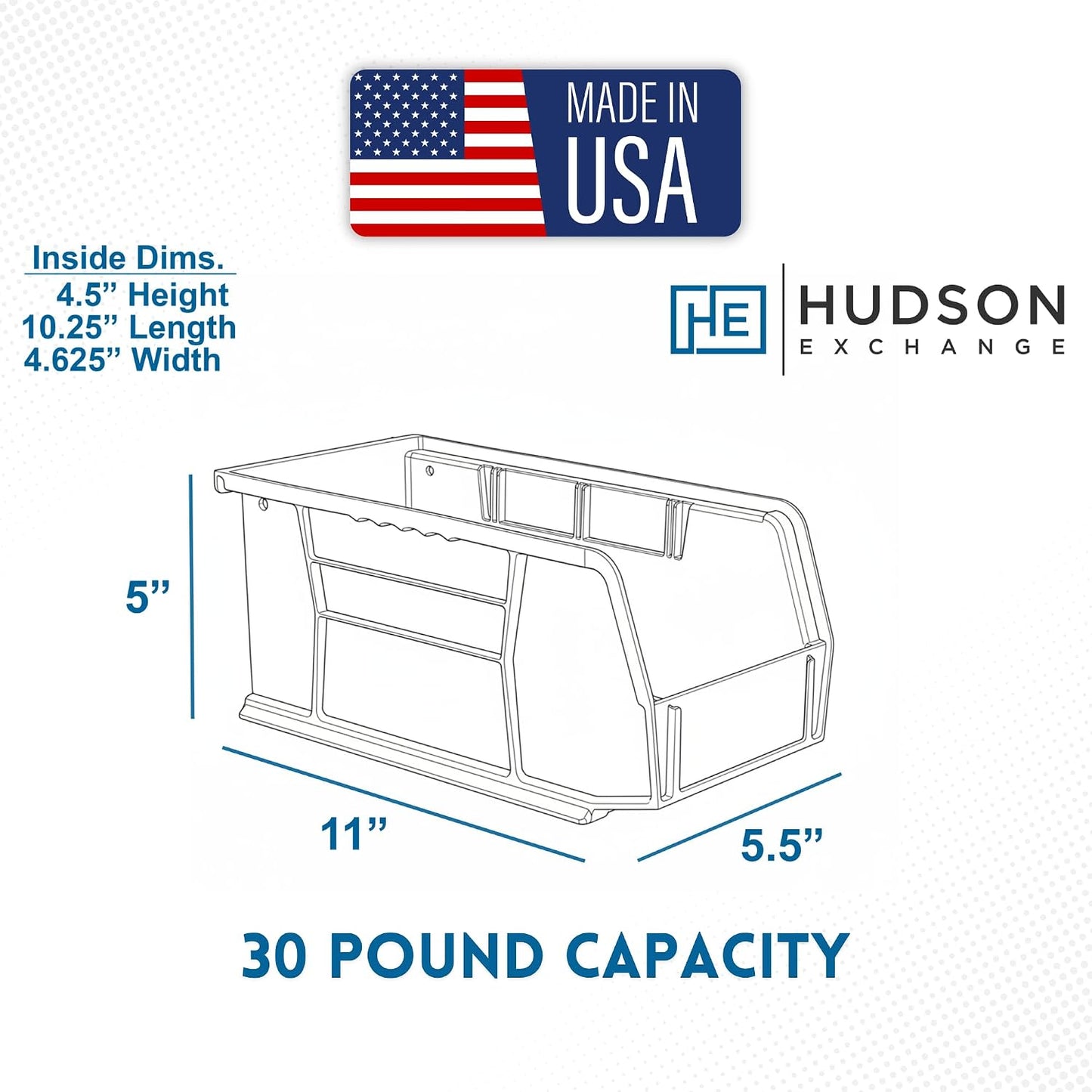 HE HUDSON EXCHANGE 11" x 5.5" x 5" Plastic Stackable Storage Bin, Red