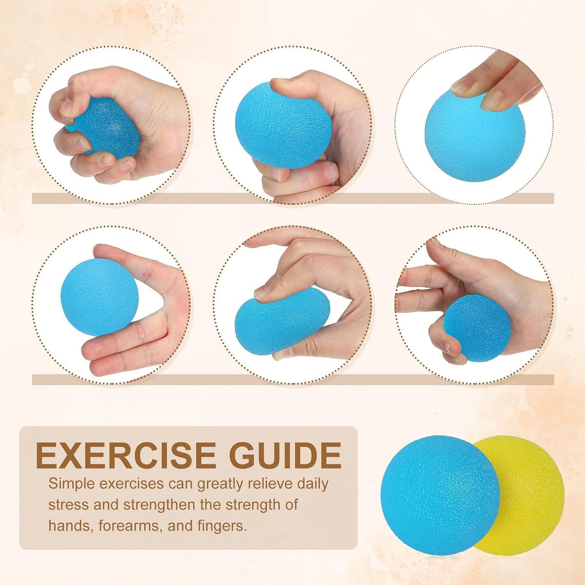 PATIKIL Hand Exercise Balls, 6 Pcs Squeeze Balls Stress Ball for Adults Grip Strengthening Occupational Equipment for Finger Wrist Strength, Multicolor