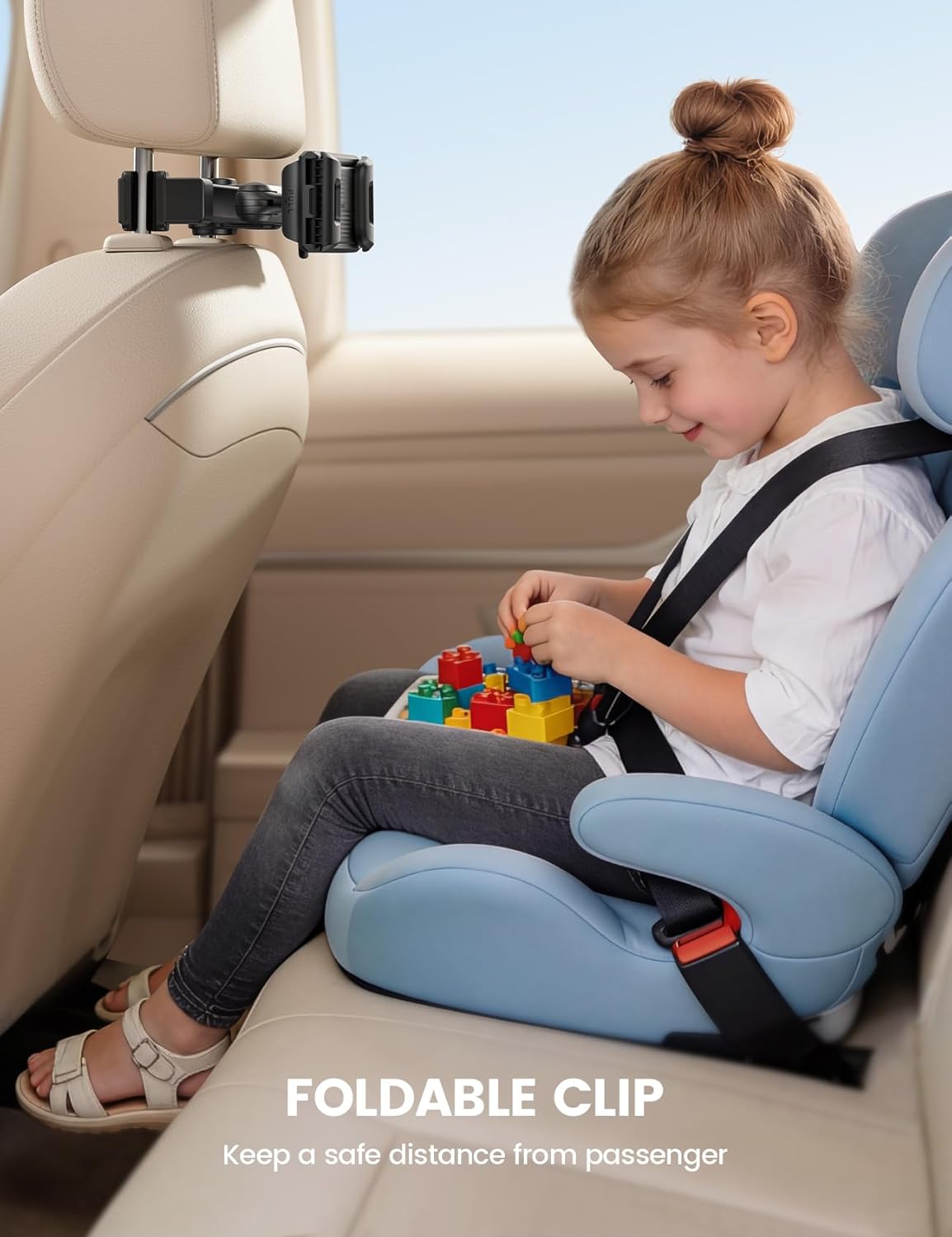 Lamicall Car Headrest Tablet Holder - [Foldable Clip] [Lockable] Tablet Mount for Car Backseat, Car Accessories for Kids, for iPad Pro, Air, Mini, Galaxy Tab, Fire HD, 5.4-13" Tablets