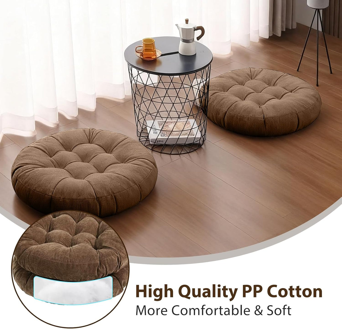 Tiita 22 Inch Floor Cushion - Round Outdoor Chair Cushion Pad with Corduroy