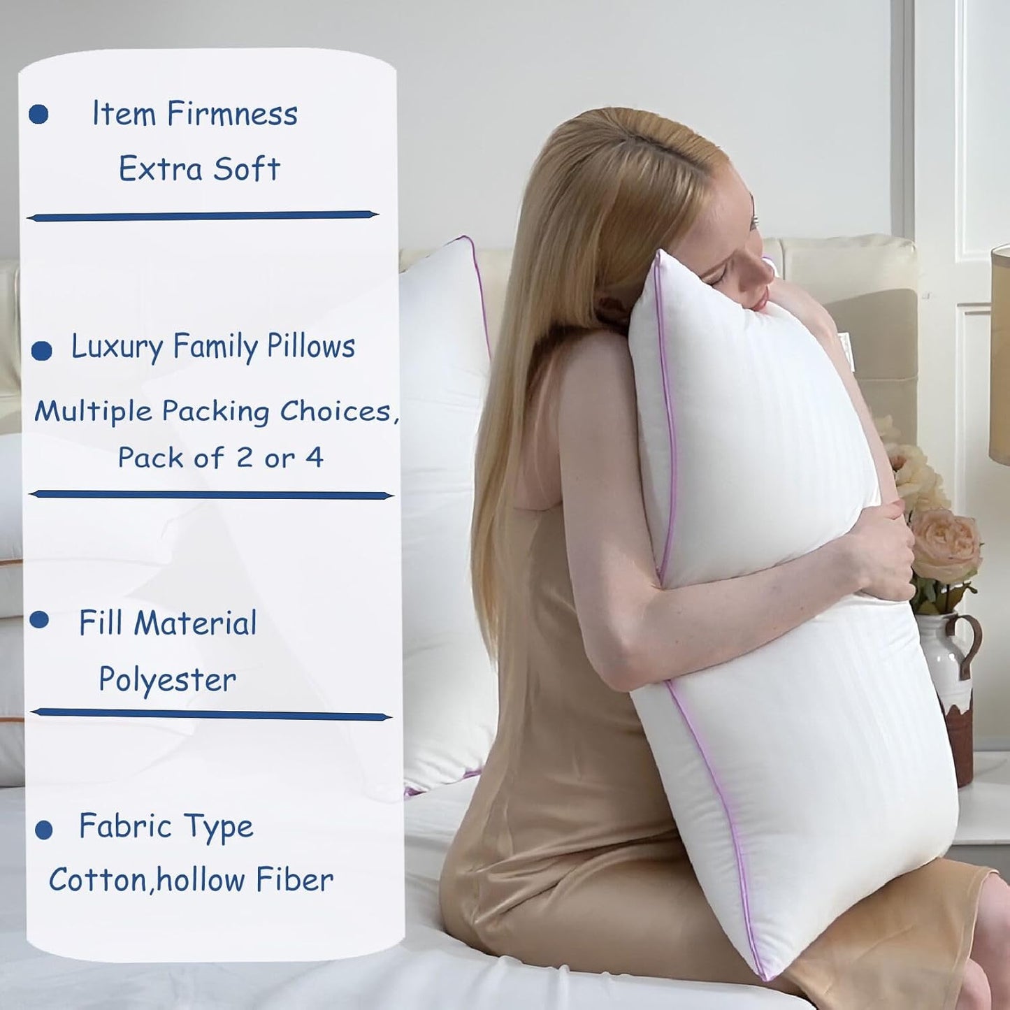 VAINOC Pillows King Size Set of 2,Breathable Hotel Collection Bed Pillows for Sleeping Medium Soft Down Alternative Microfiber Filled,20 x 36 Inches