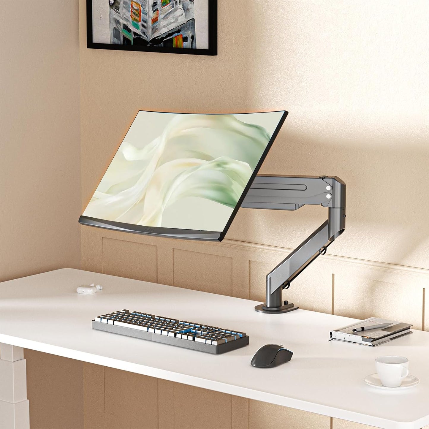 Suptek Monitor Mount Gas Spring Monitor Arm Desk Mount Fully Adjustable Fits 17 20 22 23 24 26 27 32 35 inch Monitors Weight Capacity up to 24.25 lbs