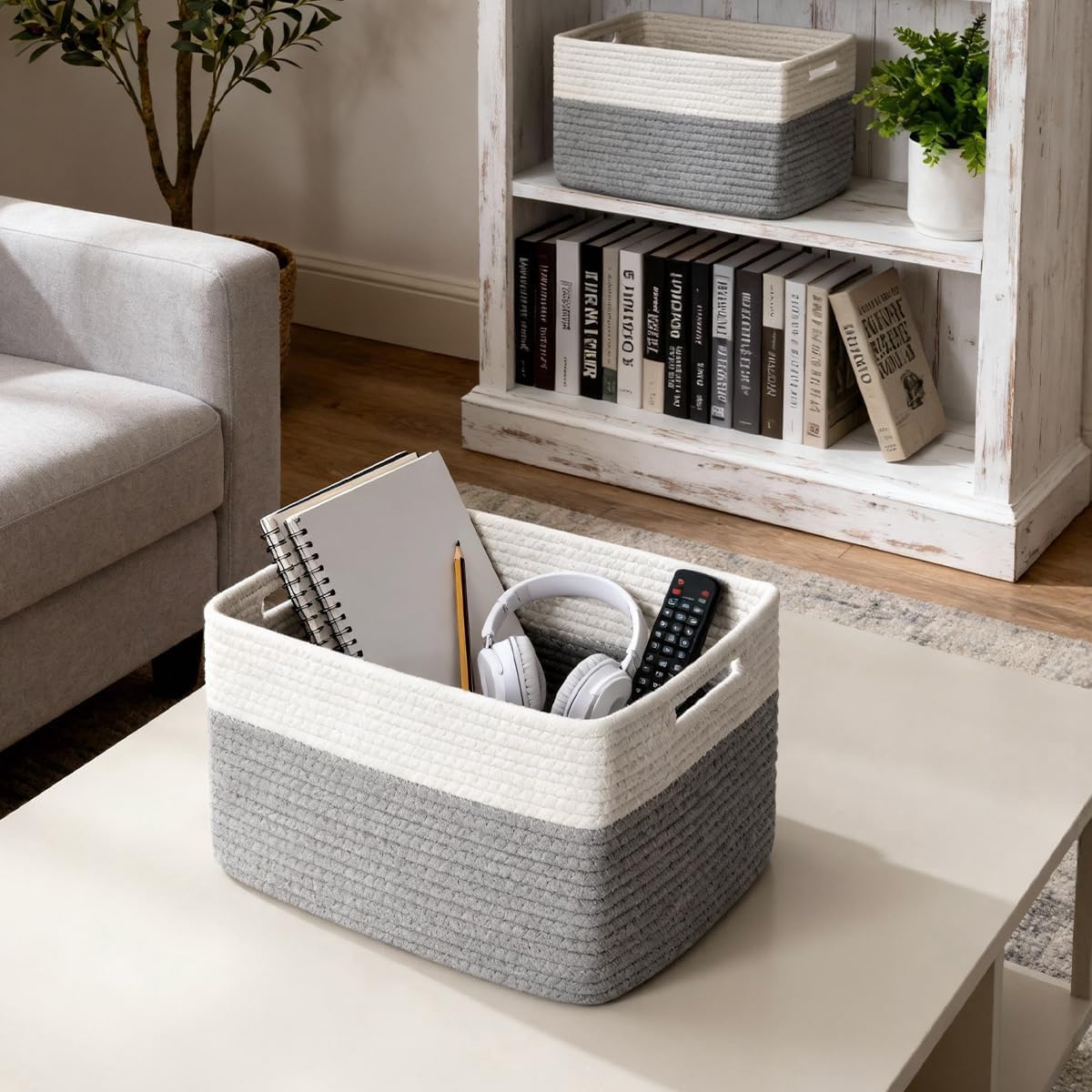 5 Pack Woven Storage Baskets, Decorative Storage Bins for Organizing