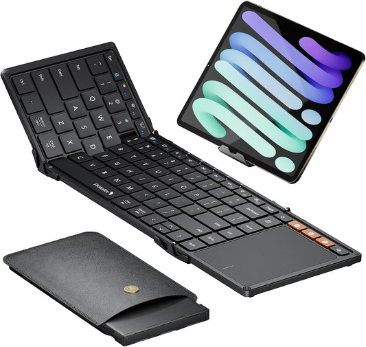 ProtoArc XK01 TP Foldable Keyboard with Touchpad, 0.65 in Keycaps, Black