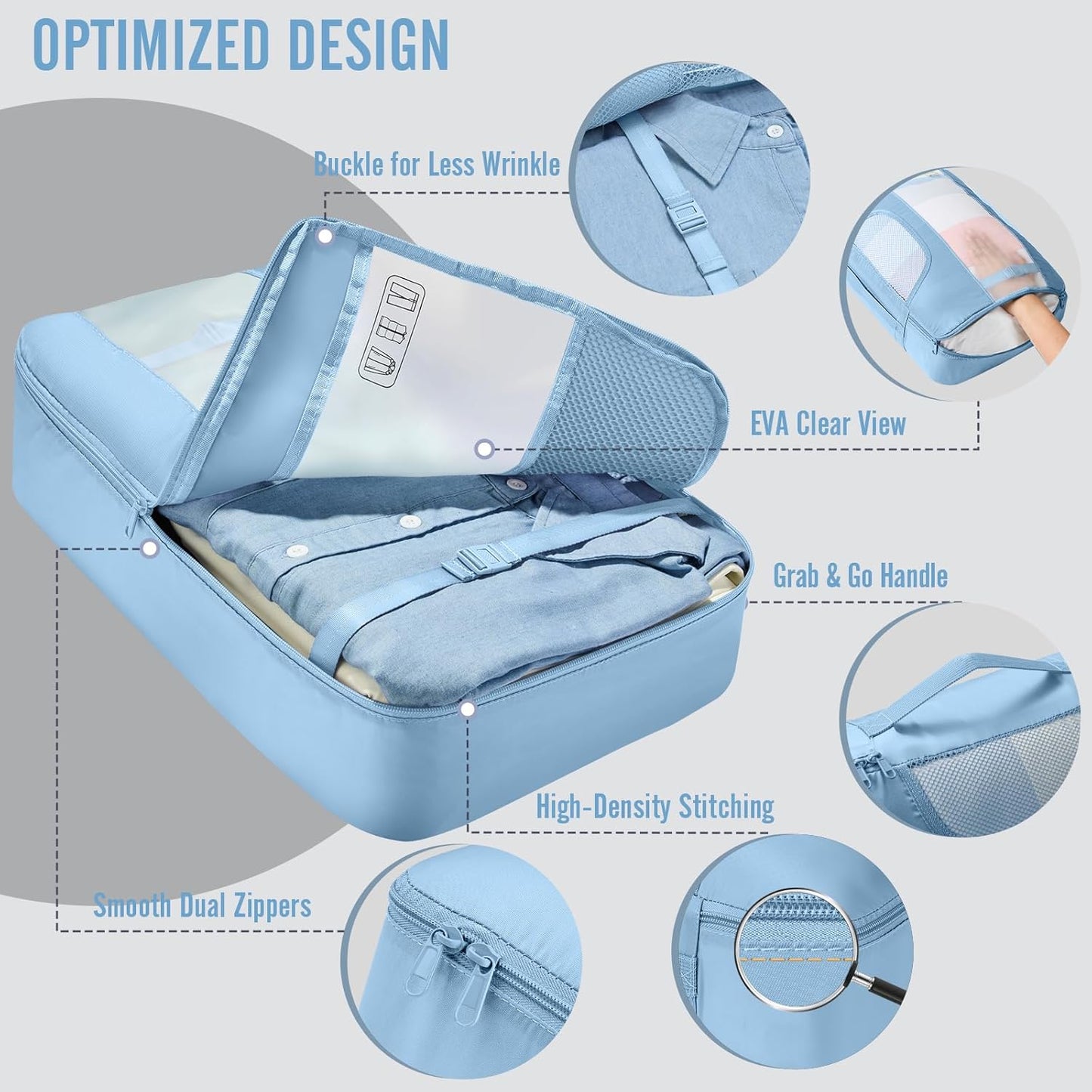 Veken 10 Set Packing Cubes for Travel Essentials, Suitcase Organizer Bags in 4 Sizes, Carry-On Luggage Accessories with Laundry Bag, Airplane Must Have, Gifts for Women Men