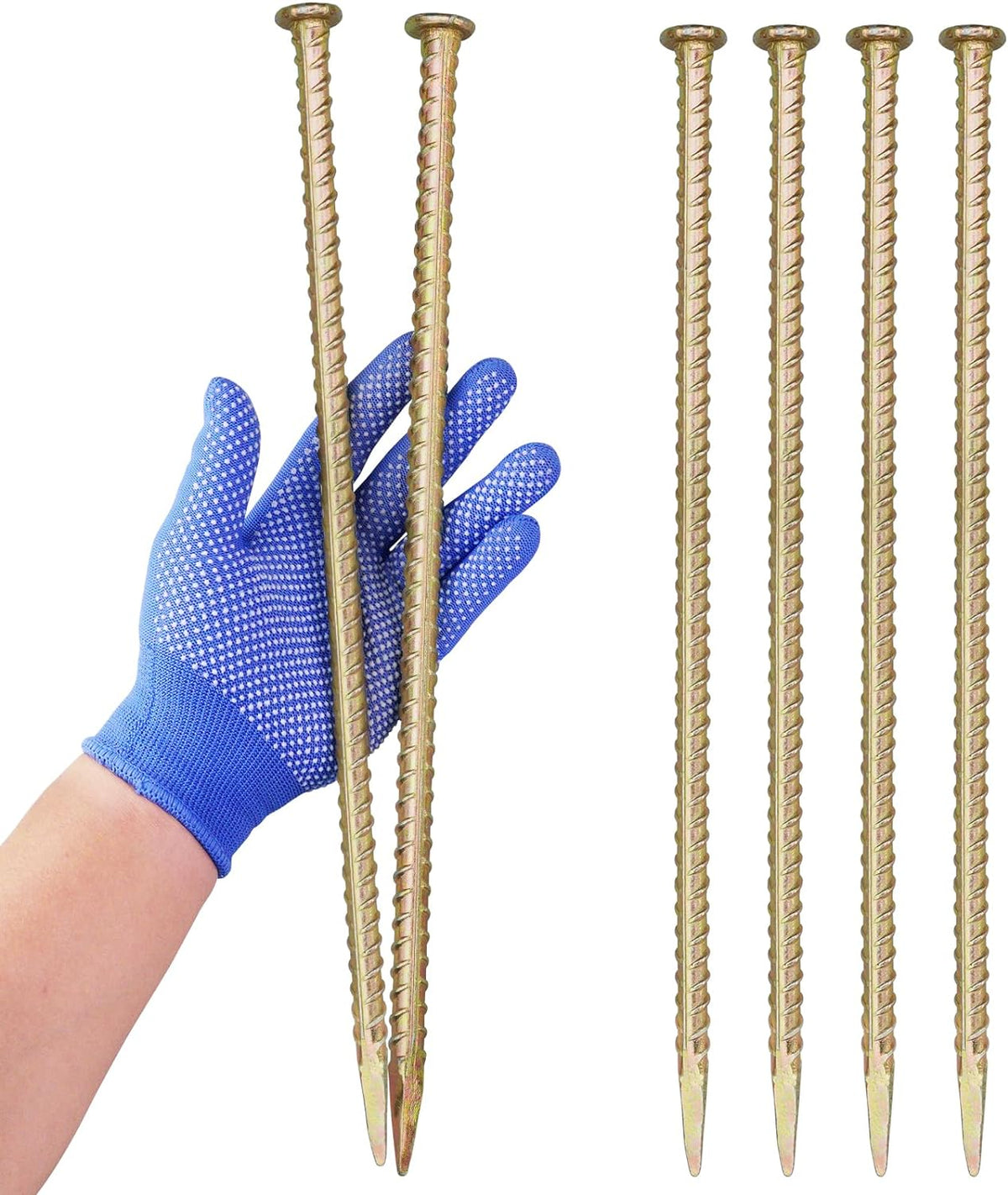 16 Inch Rebar Stakes - 1/2 Inch Diameter Galvanized Steel Ground Anchors - Heavy Duty Plant Support Garden Stake for Speed Bump, Wheel Stop, Tent (20 Pack)