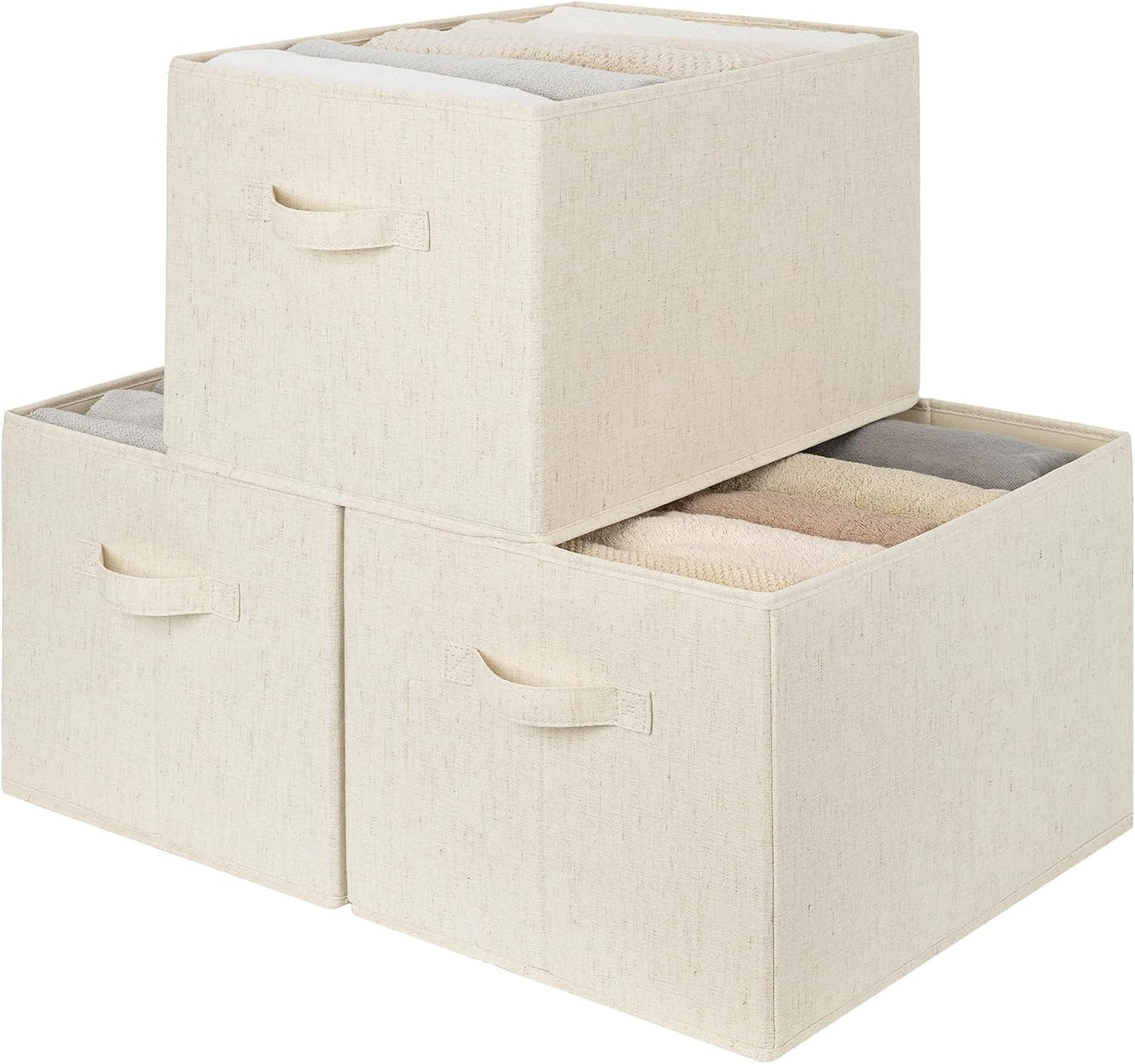 StorageWorks Closet Storage Bins, Beige(NaturWeave Fabric), Extra Large | Closet Organizers and Storage Bins, Shelf Baskets for Clothes Storage, Fabric Storage Bins for Organization