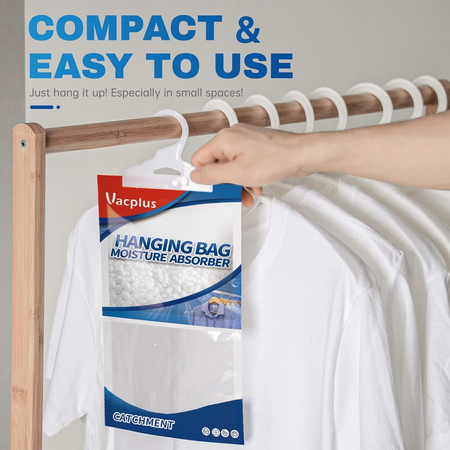 Vacplus Moisture Absorbers Packets, Fragrance Free 20 Pack, Humidity Packs, Dessicant Packets, Hanging Closet Dehumidifier Bags, Odor Eliminator for Bathroom 9.8OZ