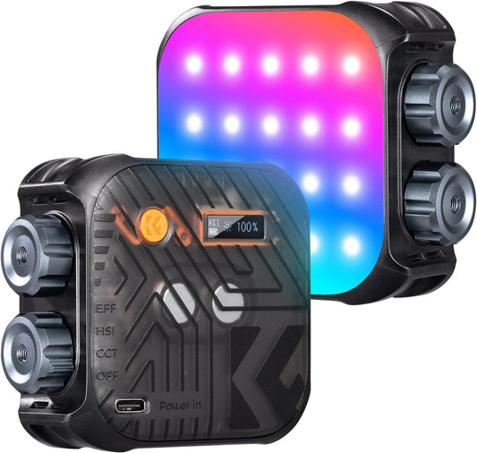 K&F CONCEPT RGB Video Light 21 Light Effects, 2500K-9900K, CRI 96+, Black