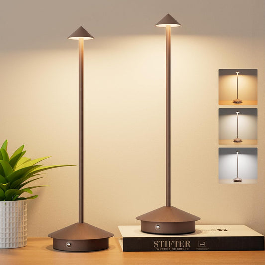 Cordless LED Table Lamps,Portable Battery Desk Lamp,2 Pack,Rust Red