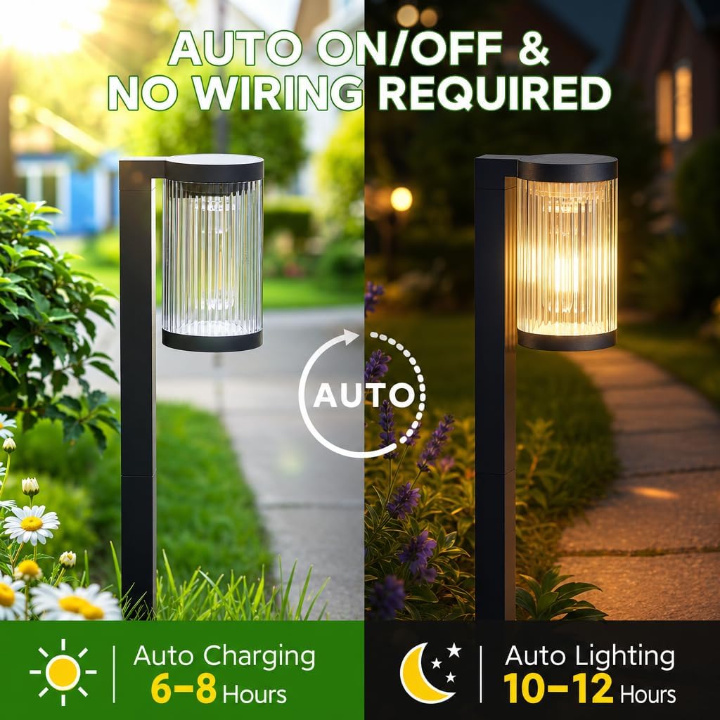 ELECLINK Solar Pathway Lights Outdoor, 6 Pack Upgraded Outdoor Solar Lights for Outside Super Bright Up to 12Hrs, IP65 Waterproof Solar Garden Lights for Yard Path Sidewalk Driveway Landscape Lighting