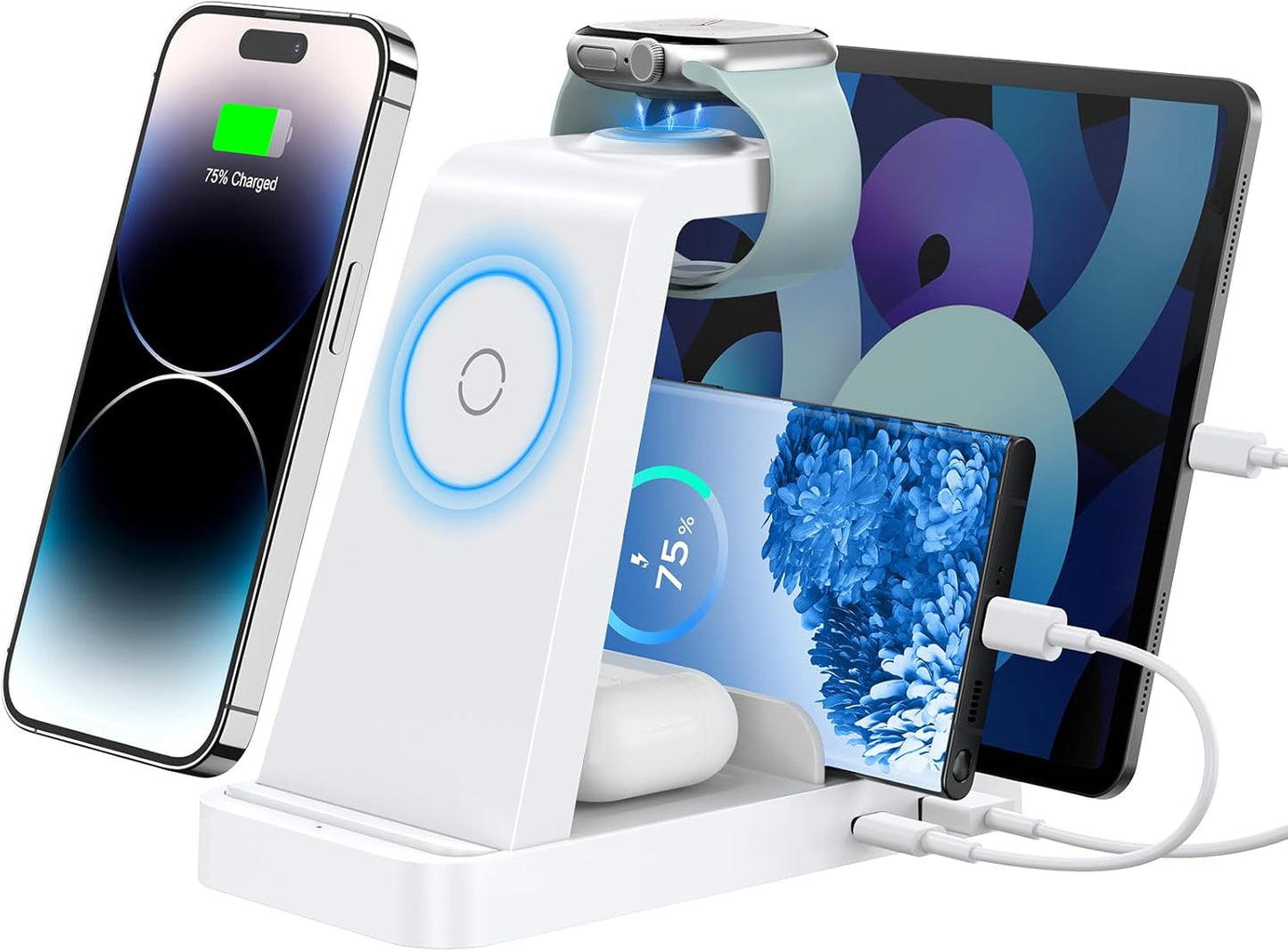 Wireless Charger for iPhone - 5 in 1 Charging Station for Multiple Devices Apple: Fast Wireless Charging Stand Dock for iPhone 17 16e 16 15 14 13 12 Pro Max Apple Watch Airpods