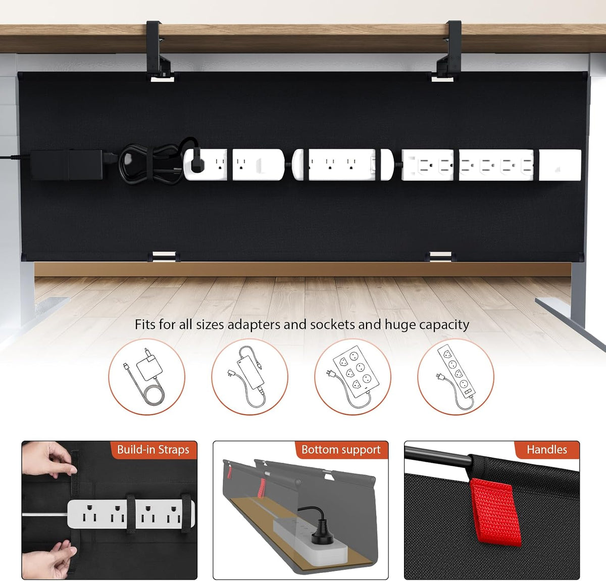 Univivi No Drill Under Desk Cable Management Tray, 48 inch Cable Management